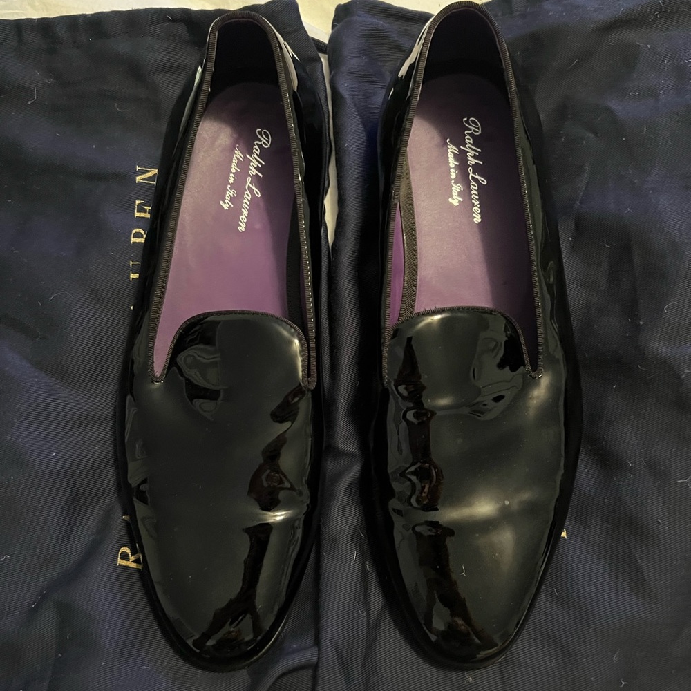 Ralph Lauren Purple Label black patent loafers